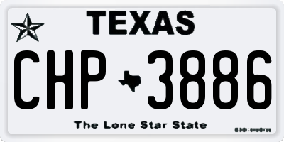 TX license plate CHP3886