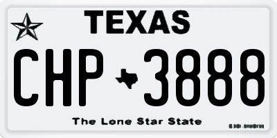 TX license plate CHP3888