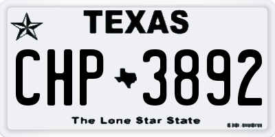 TX license plate CHP3892