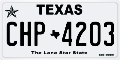 TX license plate CHP4203