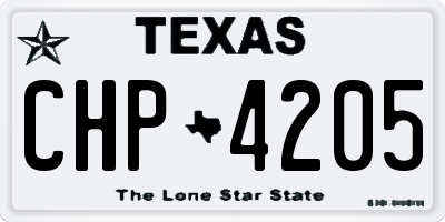 TX license plate CHP4205