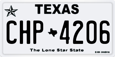 TX license plate CHP4206