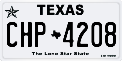 TX license plate CHP4208