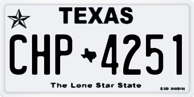 TX license plate CHP4251