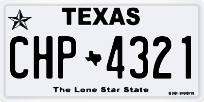TX license plate CHP4321