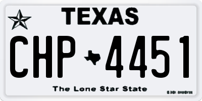 TX license plate CHP4451