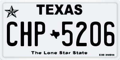 TX license plate CHP5206