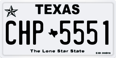 TX license plate CHP5551
