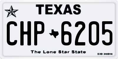 TX license plate CHP6205