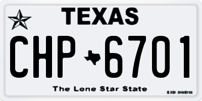 TX license plate CHP6701