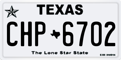 TX license plate CHP6702