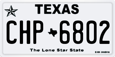 TX license plate CHP6802