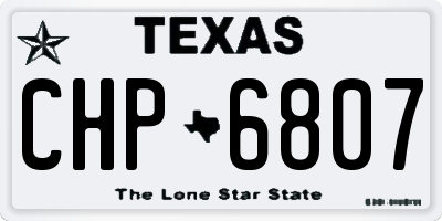 TX license plate CHP6807