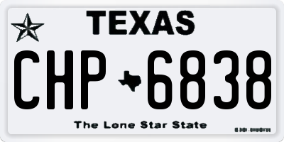 TX license plate CHP6838