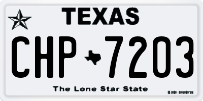 TX license plate CHP7203
