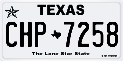TX license plate CHP7258