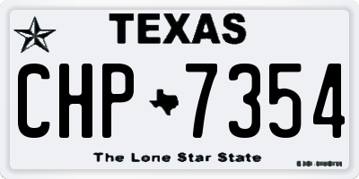 TX license plate CHP7354