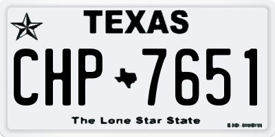 TX license plate CHP7651
