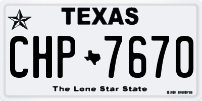 TX license plate CHP7670