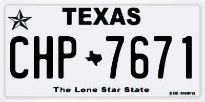 TX license plate CHP7671