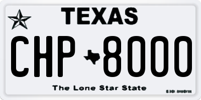 TX license plate CHP8000