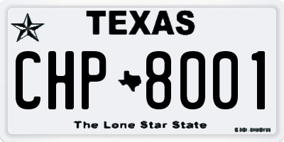 TX license plate CHP8001