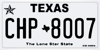 TX license plate CHP8007