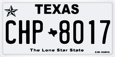 TX license plate CHP8017