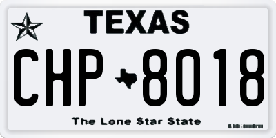 TX license plate CHP8018
