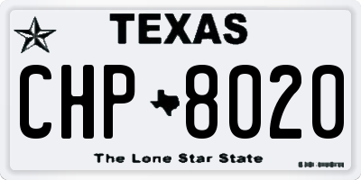 TX license plate CHP8020