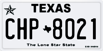 TX license plate CHP8021