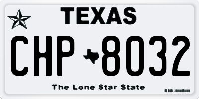 TX license plate CHP8032