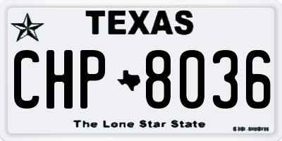 TX license plate CHP8036