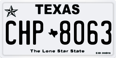 TX license plate CHP8063
