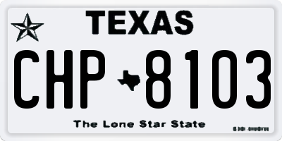 TX license plate CHP8103