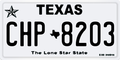 TX license plate CHP8203