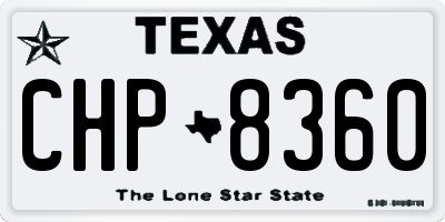 TX license plate CHP8360