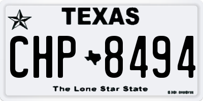 TX license plate CHP8494