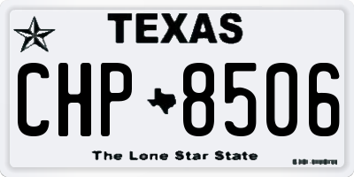 TX license plate CHP8506