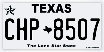 TX license plate CHP8507