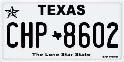 TX license plate CHP8602