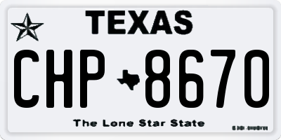 TX license plate CHP8670