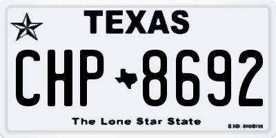 TX license plate CHP8692