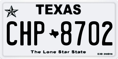 TX license plate CHP8702