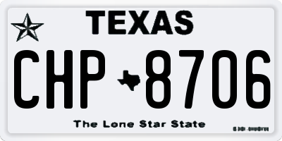TX license plate CHP8706
