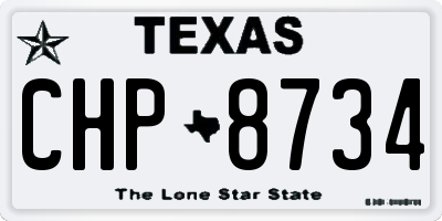 TX license plate CHP8734