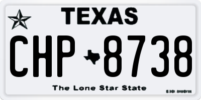 TX license plate CHP8738