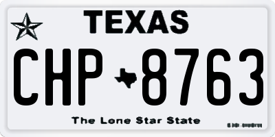 TX license plate CHP8763