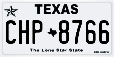 TX license plate CHP8766