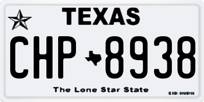 TX license plate CHP8938